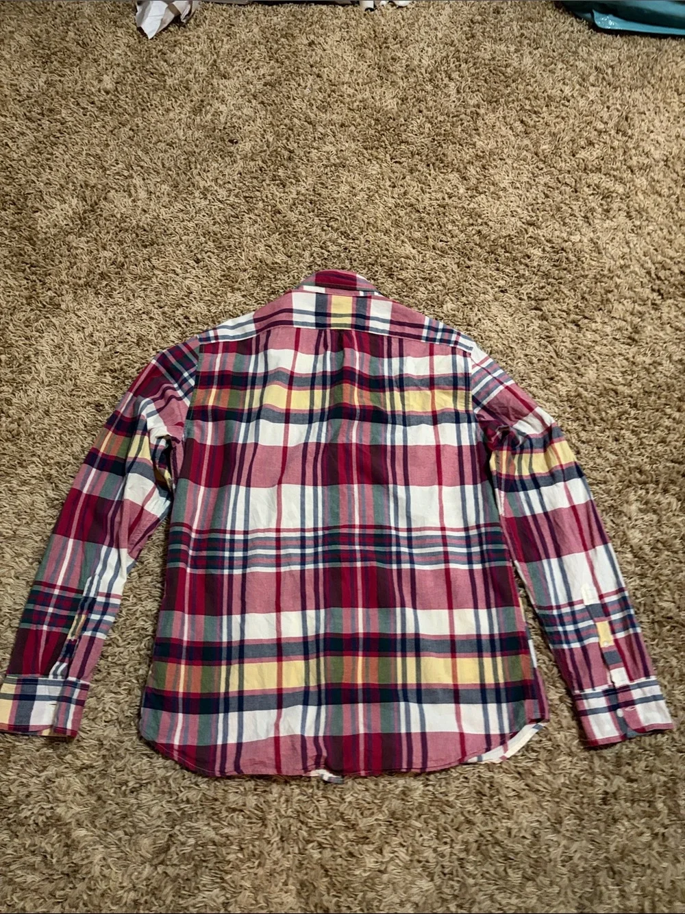Men's J Crew Indian Madras Plaid Button-Down Shirt size L Slim Fit